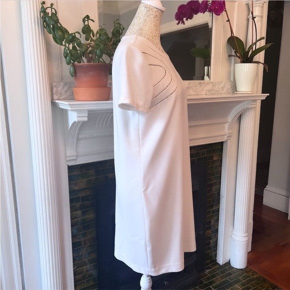 DIANE VON FURSTENBERG White Cecilia Ladder Stitch Short Sleeve Shift Dress Sz 4 - Picture 11 of 16
